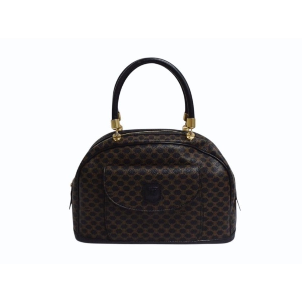 Celine Boston brown Macadam handbag black leather logo bag - Picture 2 of 9